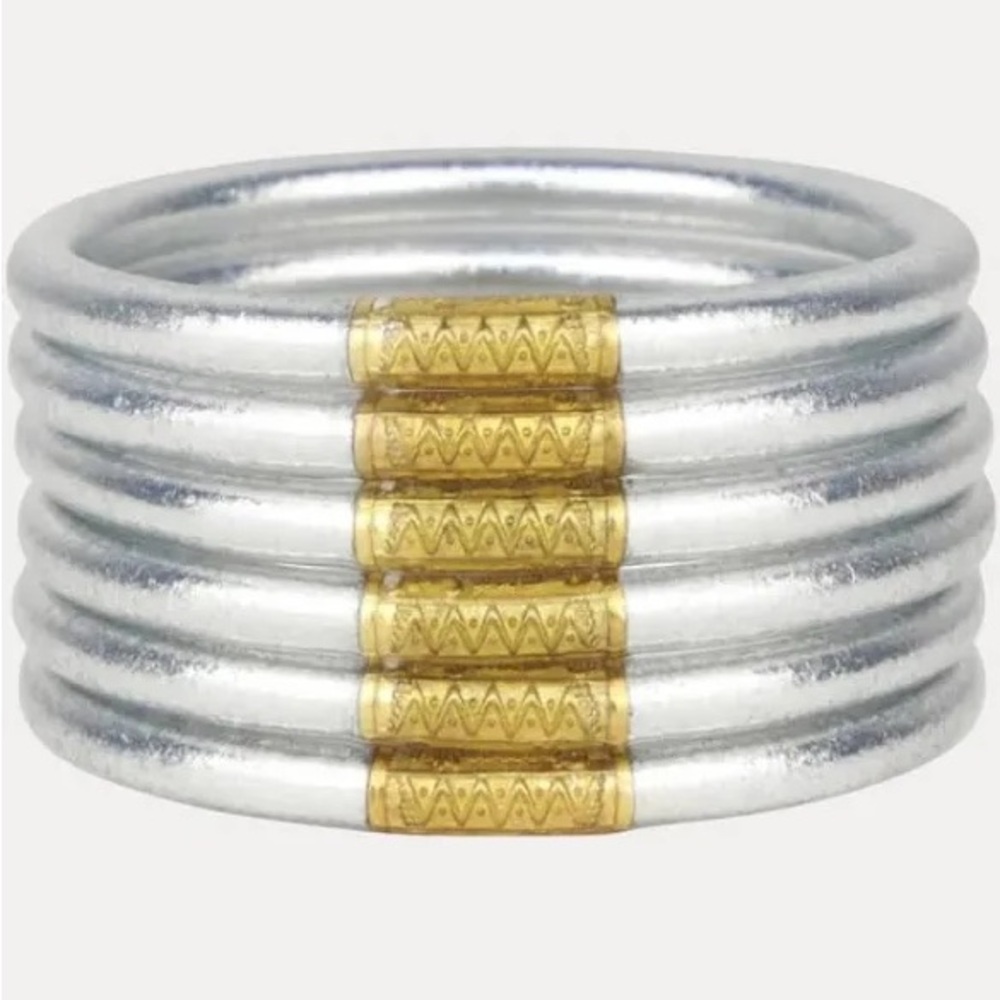 Budha Girl Set of 6 Silver All Weather Bangles